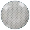 Assiette plate ronde blanche motif géométrique bleu Urban^Gifi Online