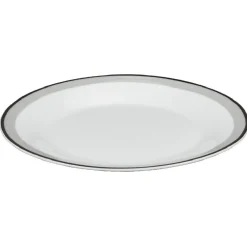 Assiette plate ronde blanche bordure gris noir Lizzy^Gifi Outlet