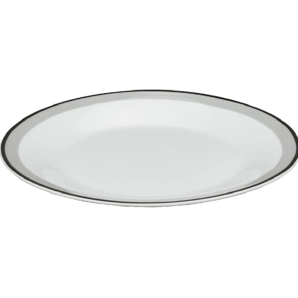 Assiette plate ronde blanche bordure gris noir Lizzy^Gifi Outlet