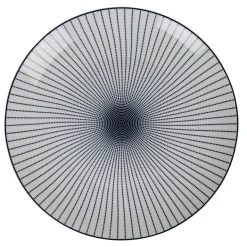 Assiette plate ronde blanche rayon bleu^Gifi Outlet