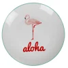 Assiette plate ronde blanche flamant rose aloha^Gifi Hot