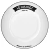 Assiette plate ronde blanche inscription noire Le Bistrot^Gifi Hot