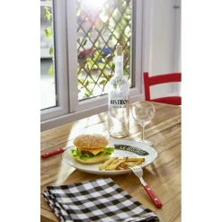 Assiette plate ronde blanche motif étiquette noire Le Bistrot^Gifi Sale