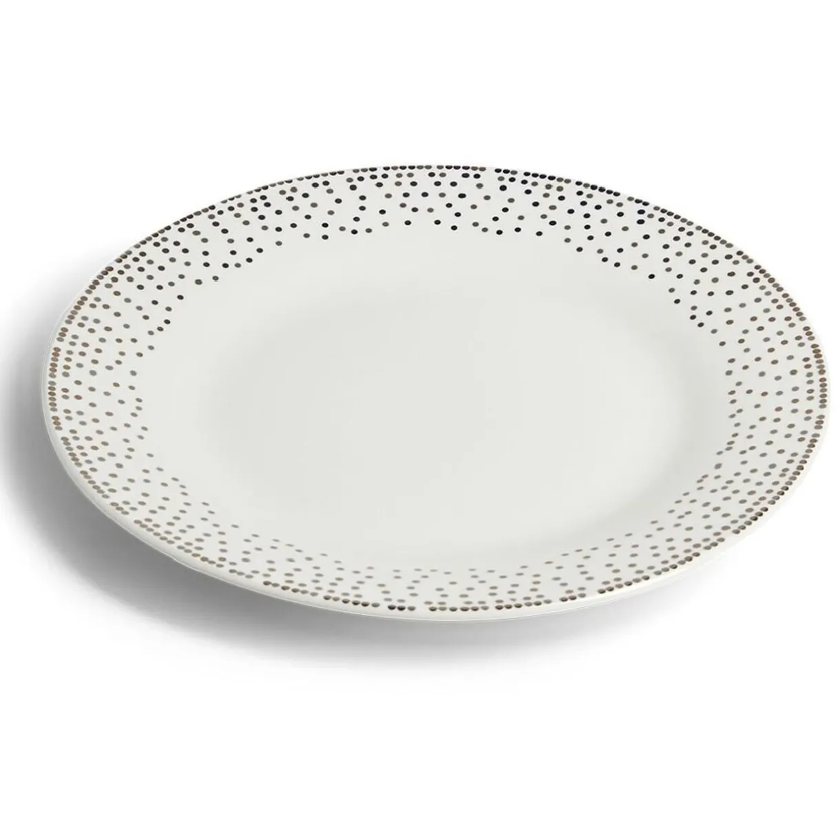 Assiette plate ronde Ø26,5cm porcelaine pois blanc et doré^Gifi