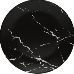 Assiette plate ronde décor marbre noir et blanc^Gifi Online