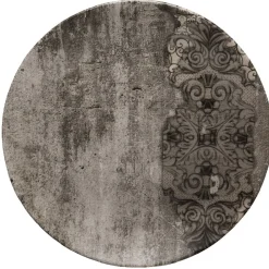 Assiette plate ronde effet vieux bois décor arabesque^Gifi Discount