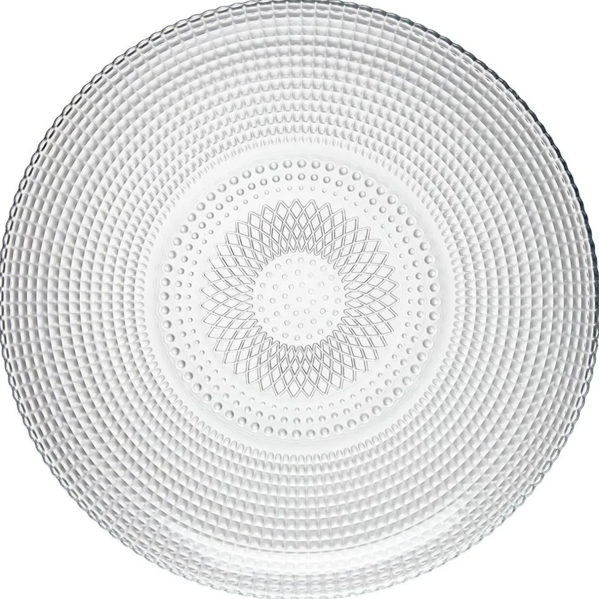 Assiette plate ronde effet relief blanc transparent Ø26,8 cm^Gifi