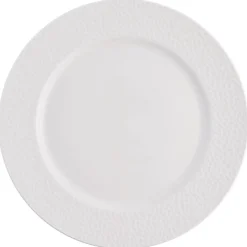 Assiette plate ronde embossée blanche x4^Gifi Online