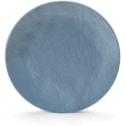 Assiette plate ronde en grès reliefbleu^Gifi