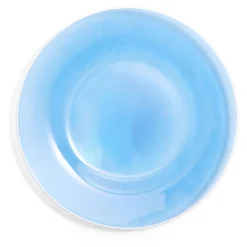Assiette plate ronde liseré blanc verre transparent bleu Ø26cm^Gifi Outlet