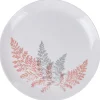 Assiette plate ronde Luminarc blanc motif feuille gris rose^Gifi