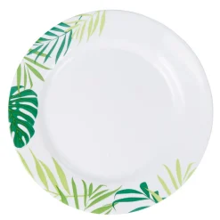 Assiette plate ronde Luminarc blanc vert feuille jungle^Gifi Outlet