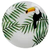 Assiette plate ronde motif feuillage toucan jungle tropical^Gifi New