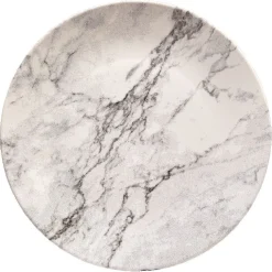 Assiette plate ronde motif marbre gris et blanc^Gifi Clearance