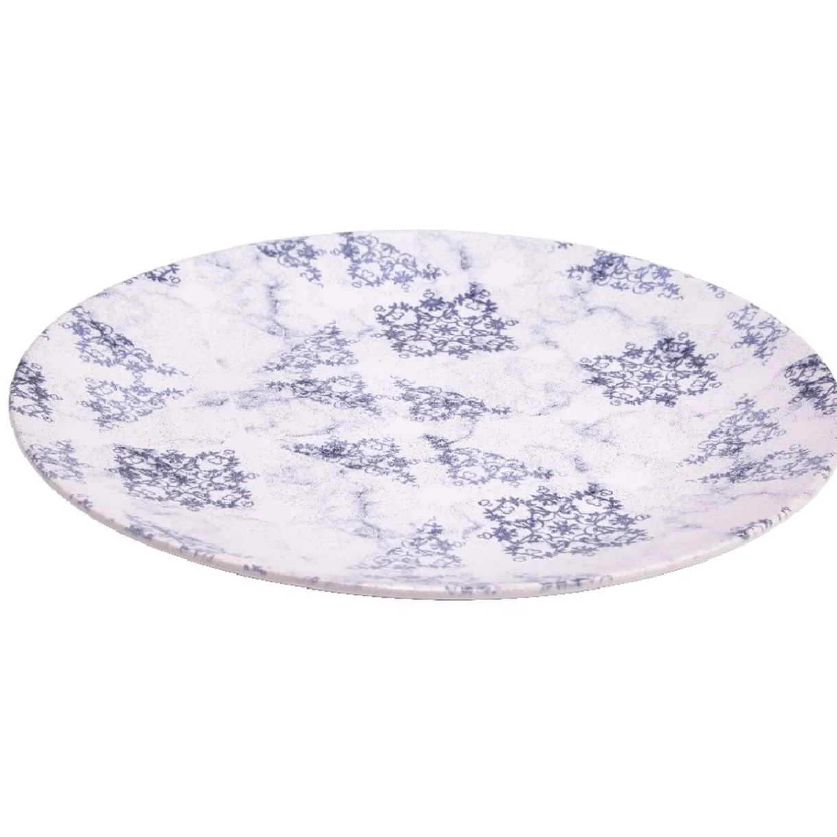 Assiette plate ronde motif carreau de ciment bleu et blanc^Gifi Discount