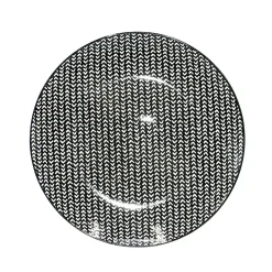 Assiette plate ronde noire à motif chevron blanc^Gifi Best
