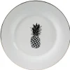 Assiette plate ronde porcelaine blanc style tropical ananas^Gifi Hot