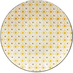 Assiette plate ronde Praia motif blanc jaune noir^Gifi New