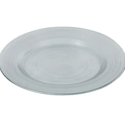 Assiette plate ronde transparente striée^Gifi