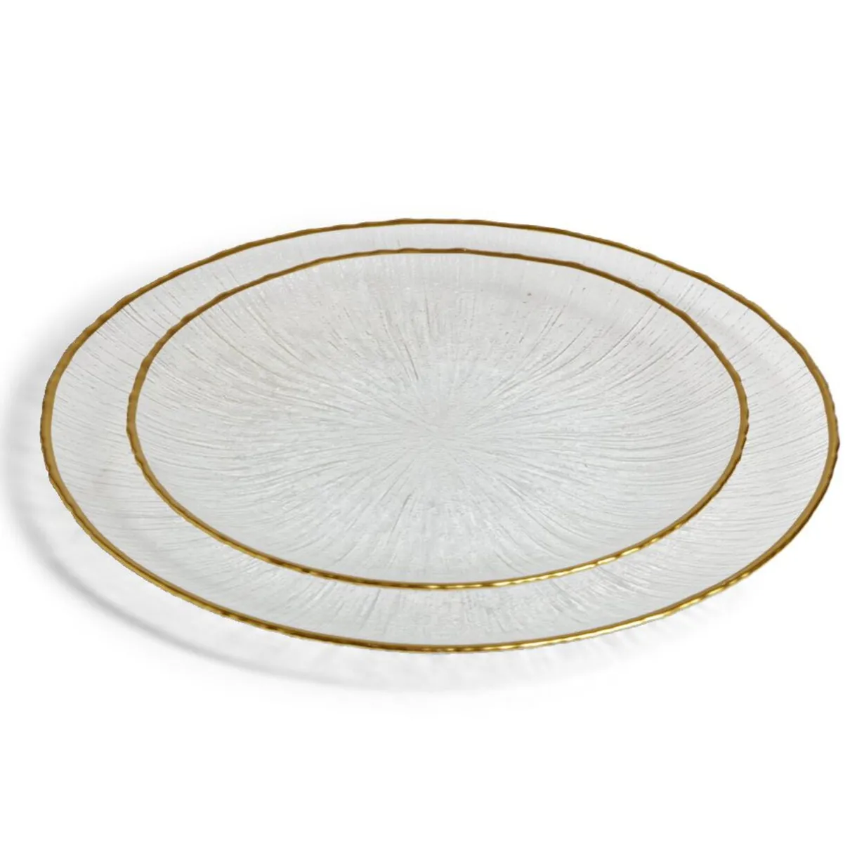 Assiette plate ronde verre transparent rebord doré Ø28cm^Gifi Hot