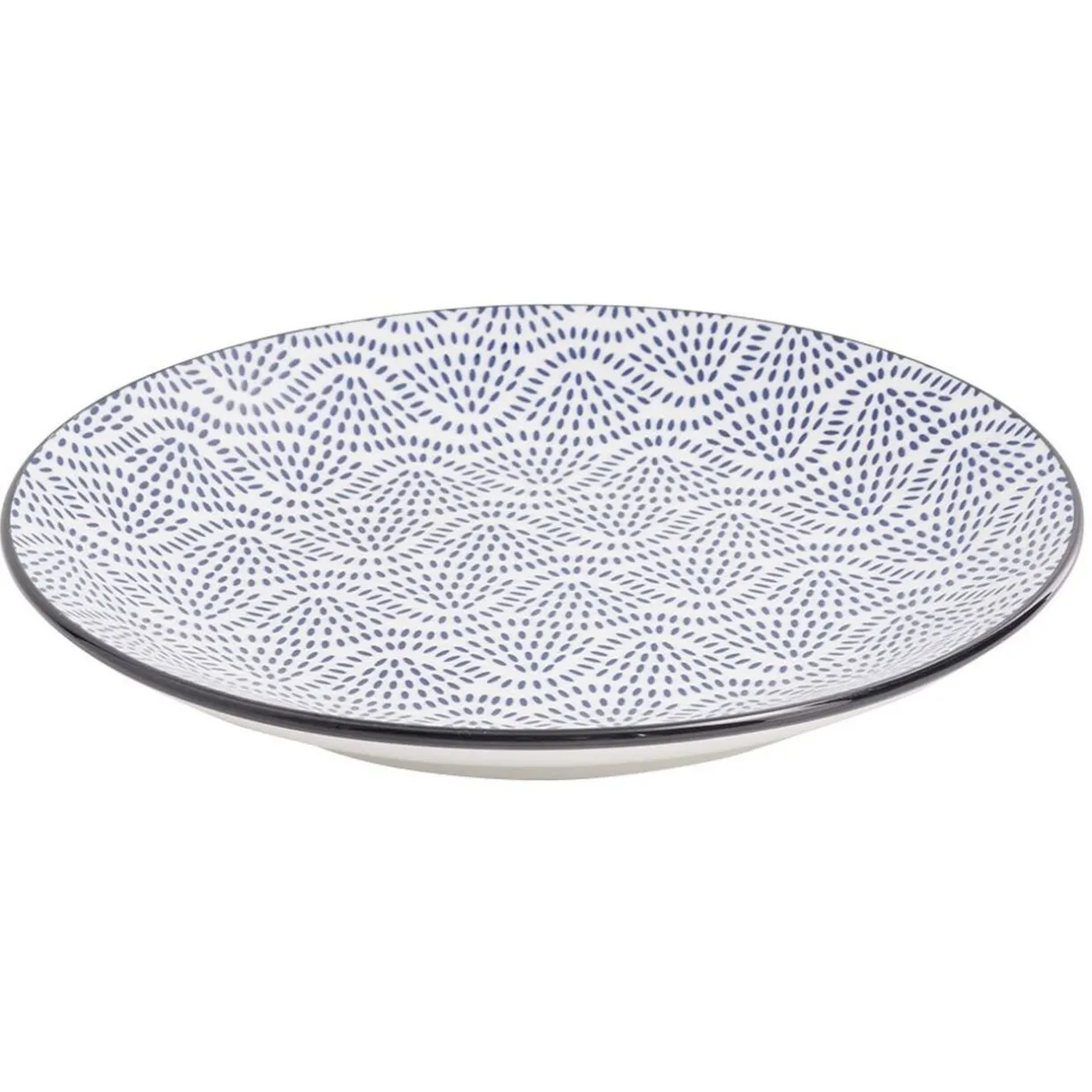 Assiette plate style japonais porcelaine bleu blanc^Gifi Sale
