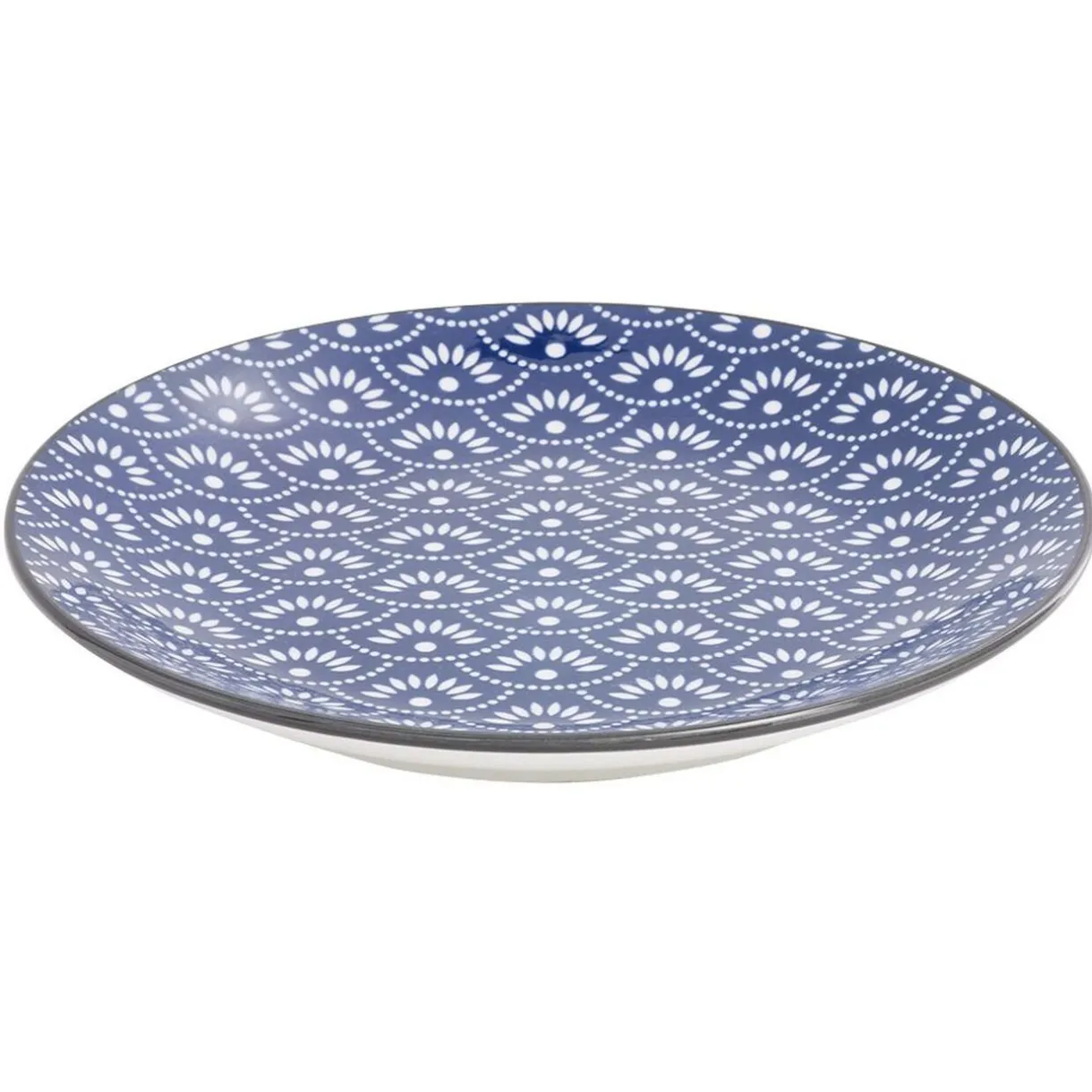 Assiette plate style japonais porcelaine bleu blanc^Gifi Sale