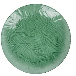 Assiette plate vert motif feuilles tropicales en relief^Gifi Outlet
