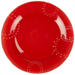 Assiette plate Zana rouge motifs étoiles blanches^Gifi Best