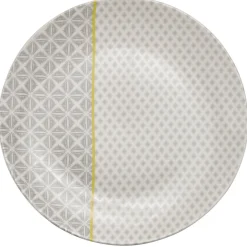 Assiette plate Zanzibar motif géométrique blanc et gris^Gifi Online