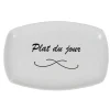 Assiette rectangulaire blanche message plat du jour^Gifi Sale