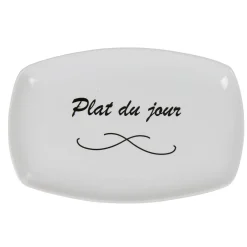 Assiette rectangulaire blanche message plat du jour^Gifi Sale