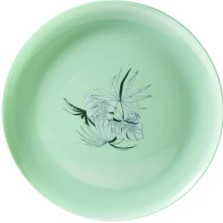 Assiette ronde en plastique décor feuillage^Gifi Discount