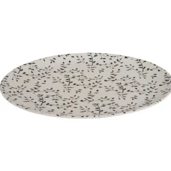 Assiette ronde fibre de bambou motif tiges et feuilles^Gifi Online