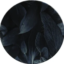 Assiette ronde plate motif feuillage vert noir^Gifi Hot