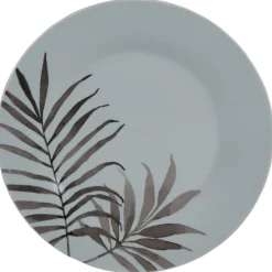 Assiette ronde plate porcelaine décor feuillage^Gifi Sale