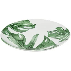 Assiette ronde plate porcelaine design feuille jungle^Gifi Online