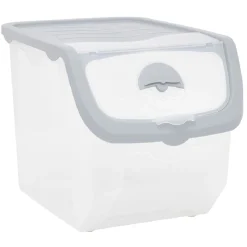 Rangement|Gifi Bac avec couvercle rabattable 12L plastique transparent gris