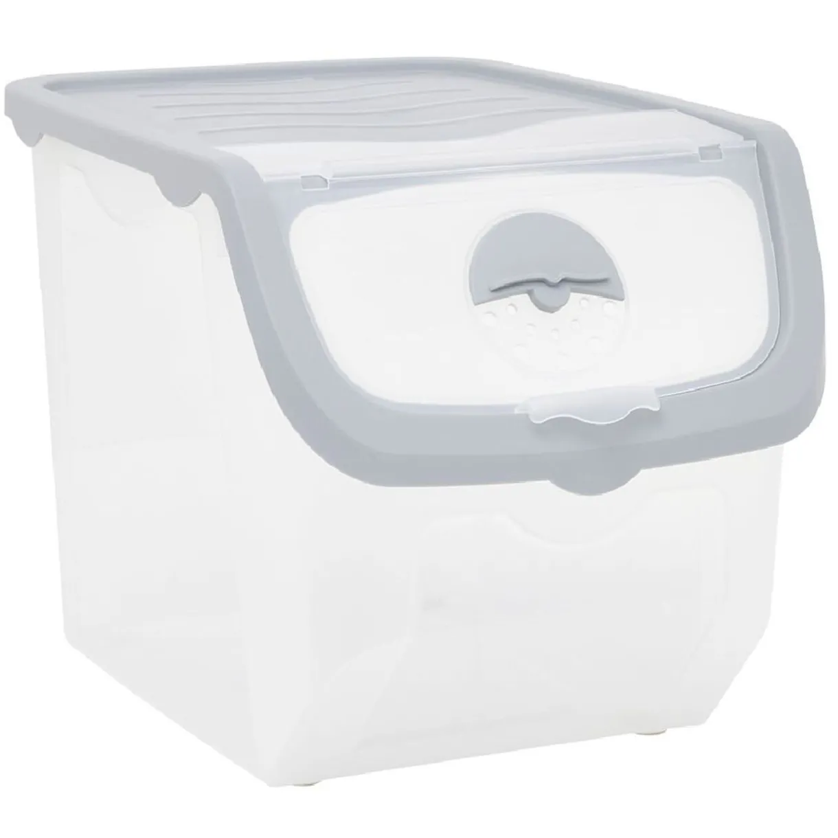 Rangement|Gifi Bac avec couvercle rabattable 12L plastique transparent gris