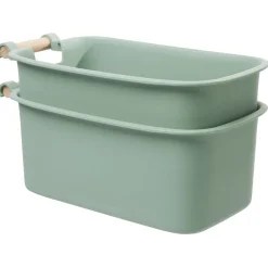 Rangement|Gifi Bac de rangement plastique poignée bois Taille M x2