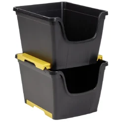 Rangement|Gifi Bac en plastique noir superposable 14 L