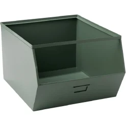 Rangement|Gifi Bac superposable en métal vert - L33 x l25 x H28,5 cm