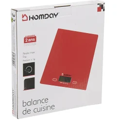 Balance de cuisine électronique et tactile rouge Homday^Gifi