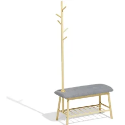 Rangement|Gifi Banc porte manteau Oskar gris 80x34xH165cm