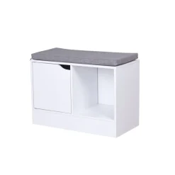 Rangement|Gifi Banc range-chaussures Adam blanc gris 60x30xH44,2 cm