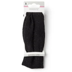 Discount Gifi Bandeau à cheveux large en maille polyester noir à paillettes argentées