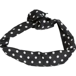 Outlet Gifi Bandeau ajustable noir imprimé pois blancs