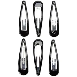New Gifi Barrette clic clac métal noir brillant x6