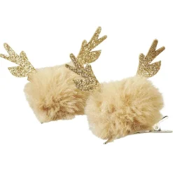Gifi Barrette Noël pompom design renne doré x2