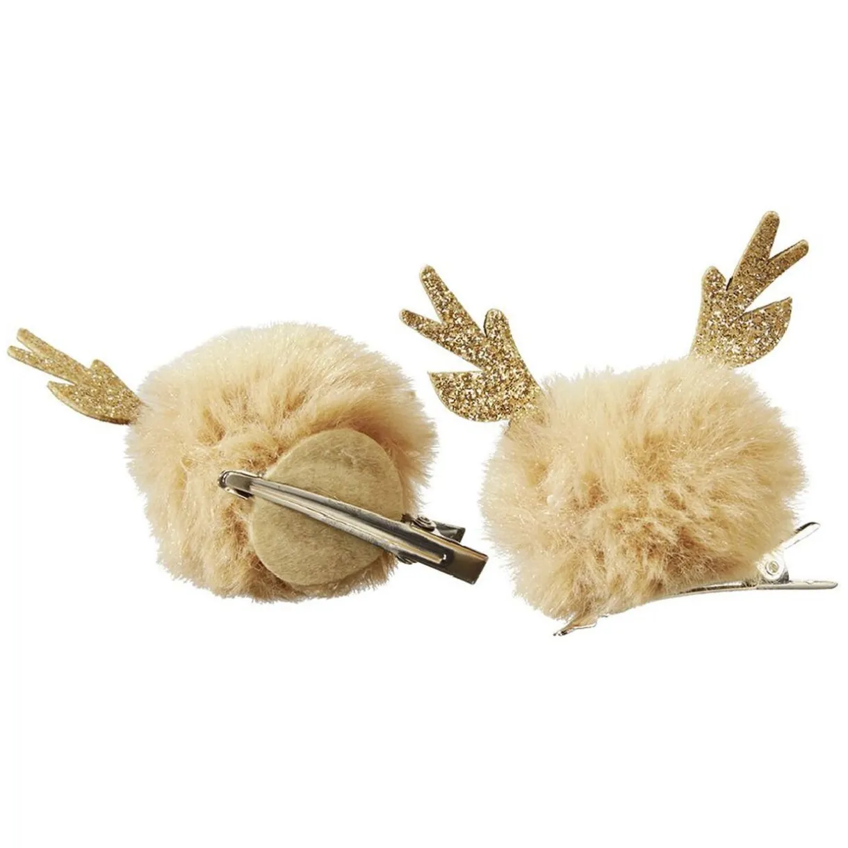 Gifi Barrette Noël pompom design renne doré x2
