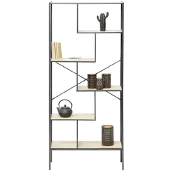 Rangement|Gifi Bibliothèque Etagère sur pied design industriel naturel et noir - Andy